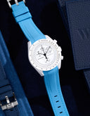 Curved Vertech Rubber Strap - Capri Blue - OM Luxury